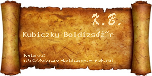 Kubiczky Boldizsár névjegykártya